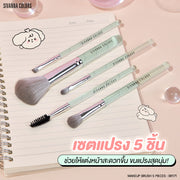5 Pieces Makeup Brush Set soft bristles close up detail